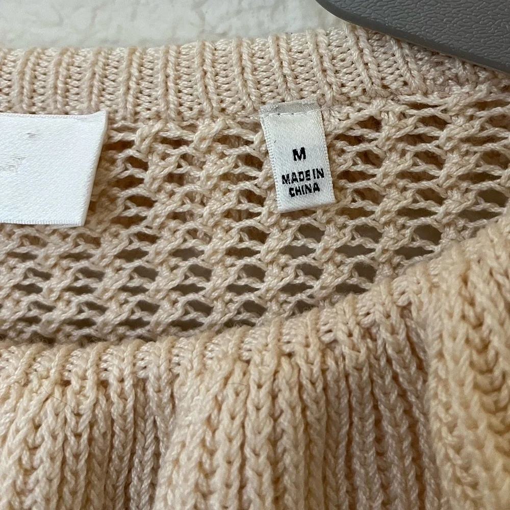 7 FOR ALL MANKIND | Ruffle Neck Long Sleeve Sweater in Heather Oatmeal | Size M